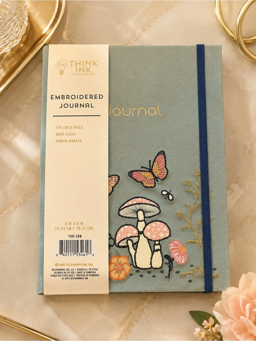 Think Ink Embroidered Mushroom Butterfly Journal 6x8 120 Pages New